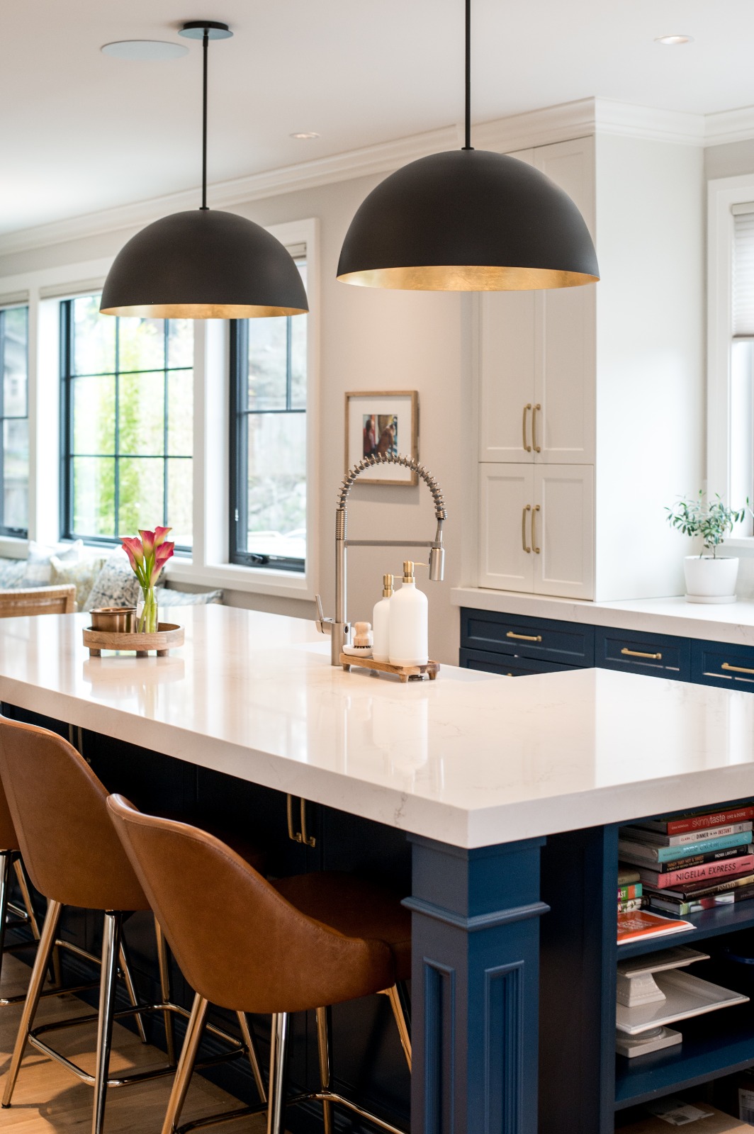 Open kitchen with island after structural work